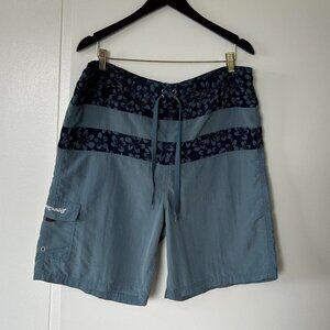 Vintage Australian DownUnder Board Shorts Men Medium Blue Navy Swim Trunks